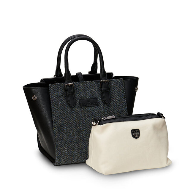 Harris Tweed Black & Grey Herringbone The Medium Caillie Tote