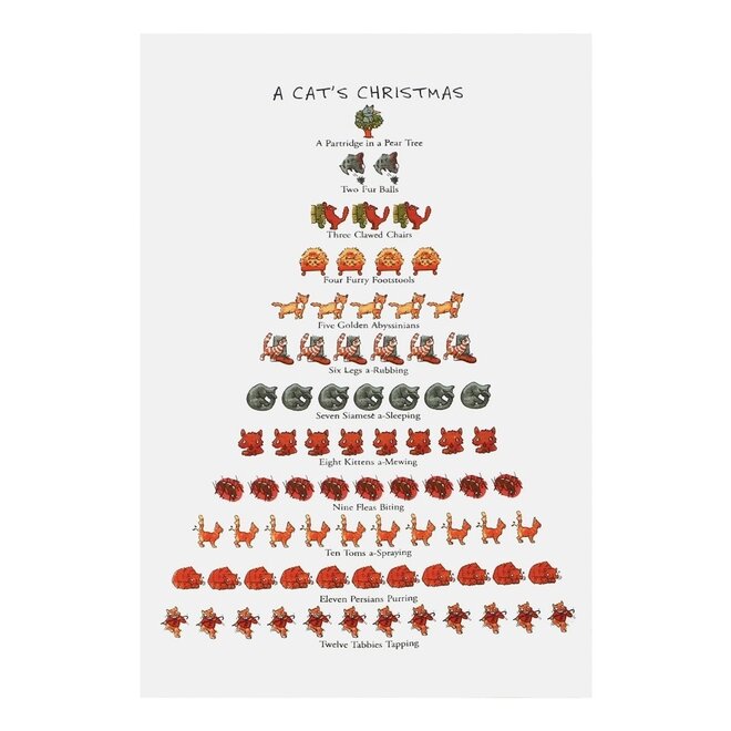 A Cat's Christmas Tea Towel