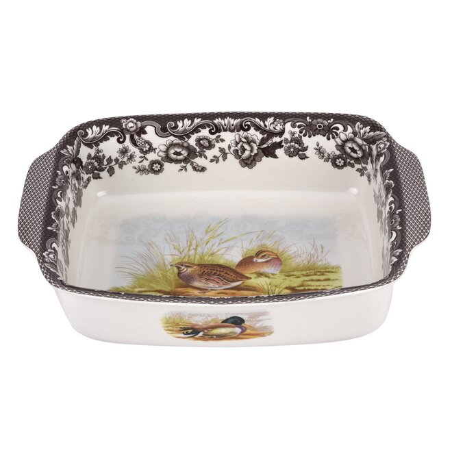 Woodland Rectangular Handled Dish (Mallard & Quail)