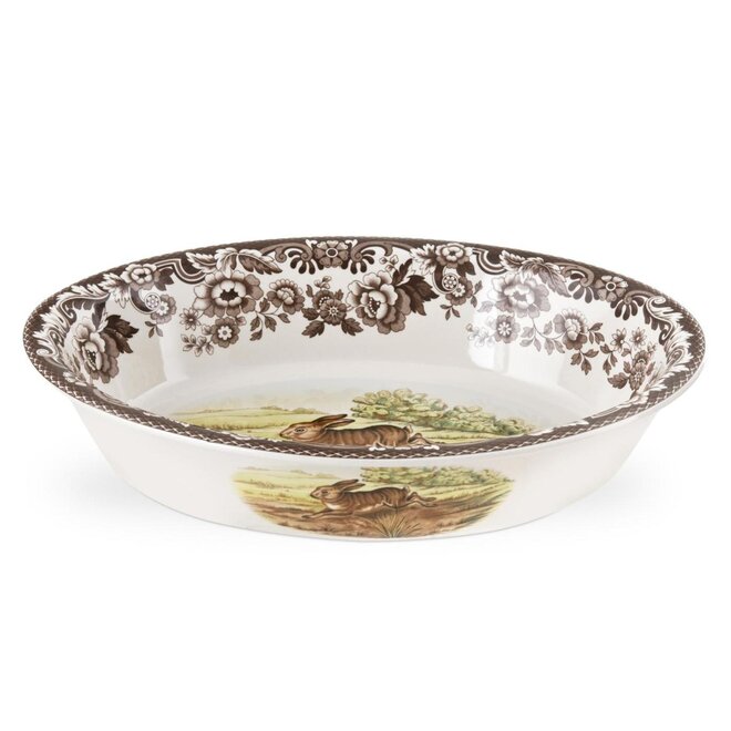 Woodland Oval Rim Dish (Rabbit & Pheasant)