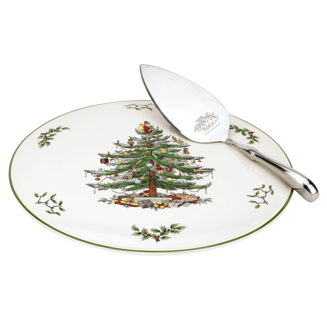 Christmas Tree Cake Plate and Server