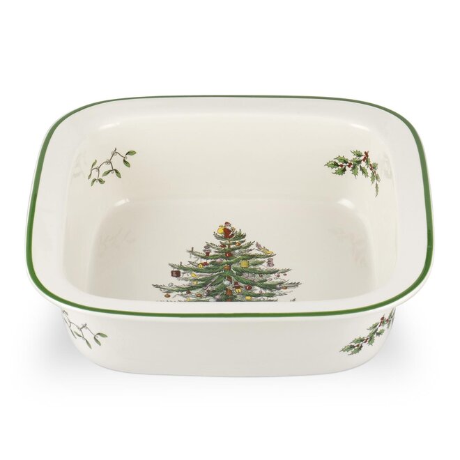 Christmas Tree Square Rimmed Baker