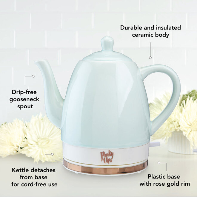 Pinky Up Noelle Mint Ceramic Electric Tea Kettle