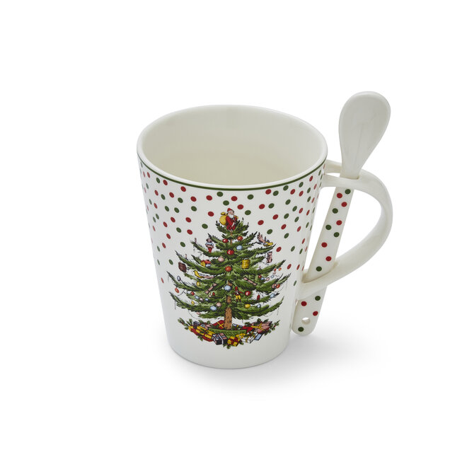 Christmas Tree Polka Dot Mug & Spoon Set