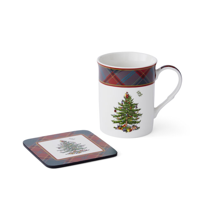 Christmas Tree Tartan 5 Piece Mug and Tin Set