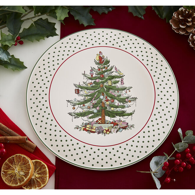 Christmas Tree Polka Dot Cake Plate