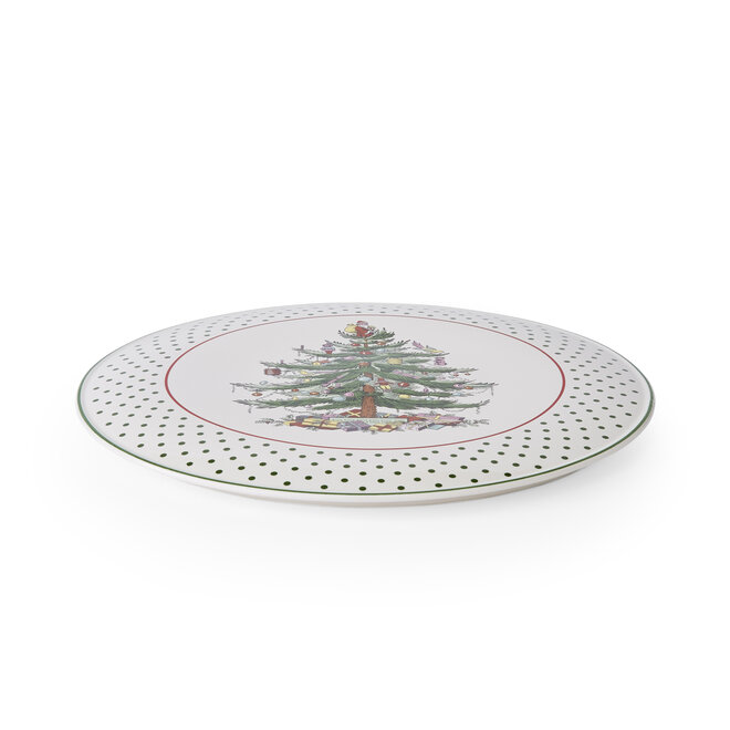 Christmas Tree Polka Dot Cake Plate