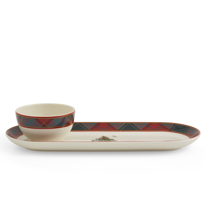 Christmas Tree Tartan Oval Chip & Dip