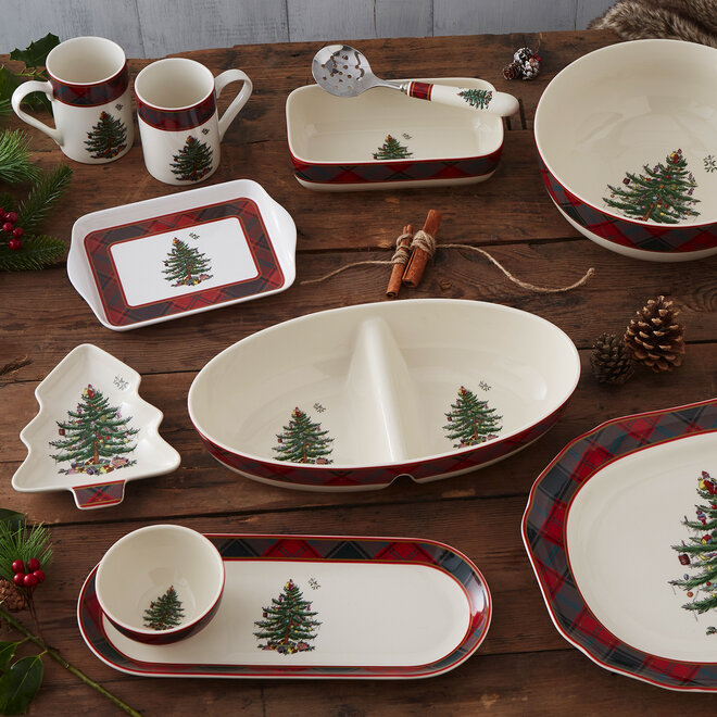 Christmas Tree Tartan Oval Chip & Dip
