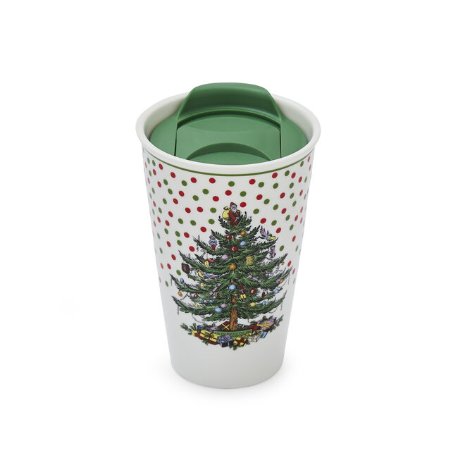 Christmas Tree Polka Dot Travel Mug
