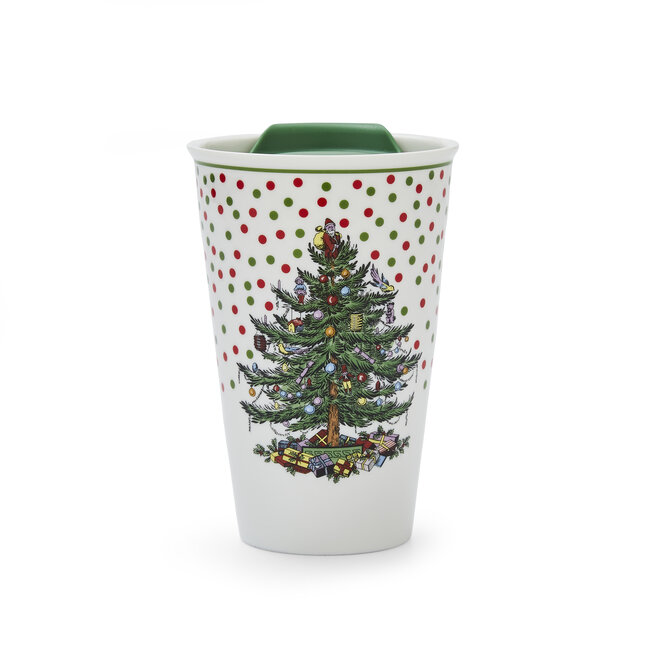Christmas Tree Polka Dot Travel Mug