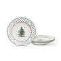 Christmas Tree Polka Dot Round Tidbit Plates Set