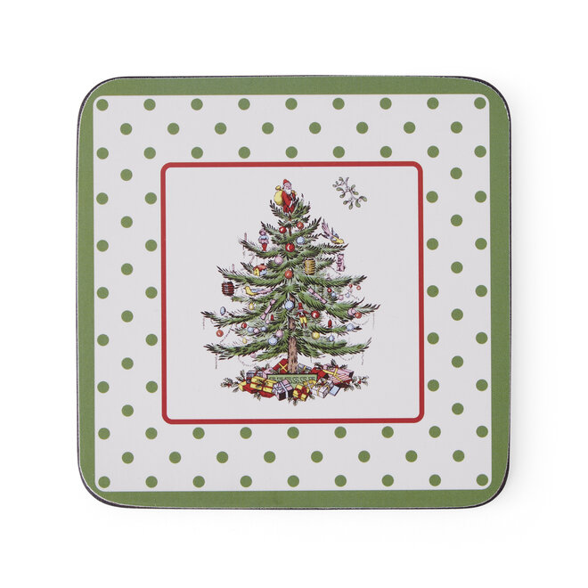 Christmas Tree Polka Dot 5 Piece Mug & Tin Set