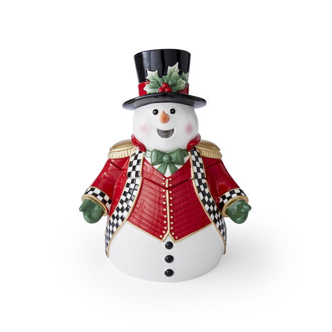 Christmas Tree Black & White Snowman Cookie Jar
