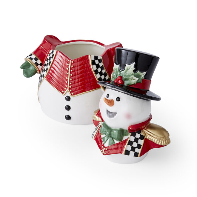 Christmas Tree Black & White Snowman Cookie Jar