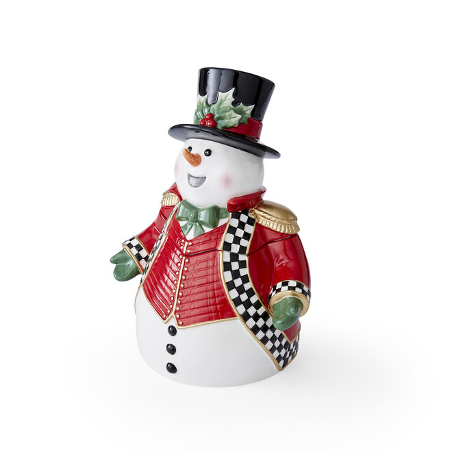 Christmas Tree Black & White Snowman Cookie Jar