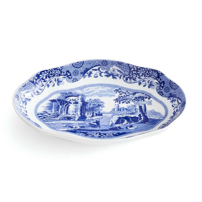 Blue Italian Oval Fluted Pickle Dish