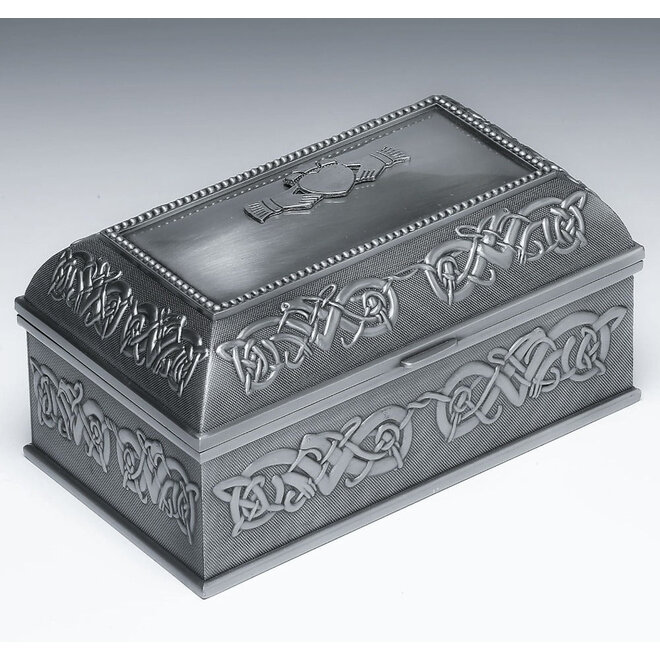 Claddagh Irish Large Pewter Jewelry Box