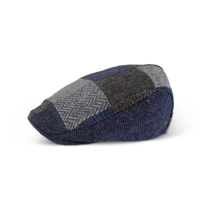Fia Tailored Grey/Blue Patchwork Cap