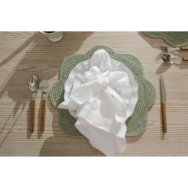 Rattan Scallop Round Placemat (Green)