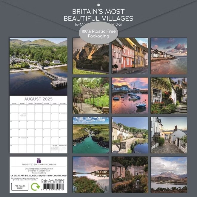 Britain's Most Beautiful Villages 2025 Wall Calendar