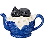 Carters of Suffolk Black Cat on Blue Basket Teapot