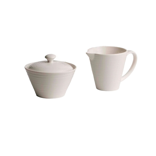 Belleek Living Ripple Creamer & Sugar
