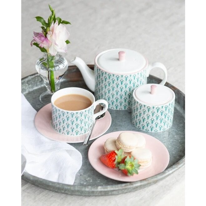 Jo Deakin Ebb Pink & Turquoise Sugar Bowl
