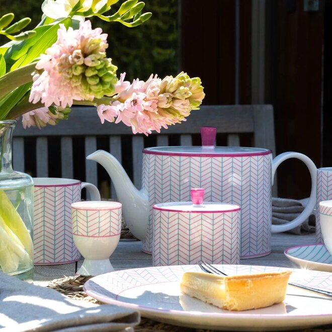 Ebb Sugar Bowl in Pink & Turquoise