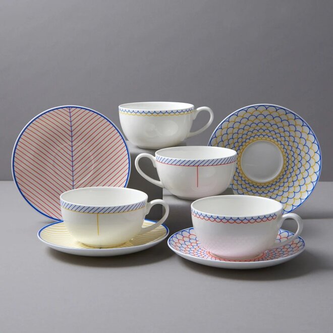 Jo Deakin Ebb Yellow & Blue Teacup & Saucer