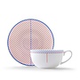 Jo Deakin Ebb Red & Blue Teacup & Saucer