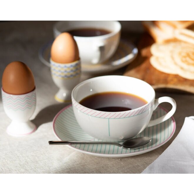 Ebb Cup & Saucer in Pink & Turquoise