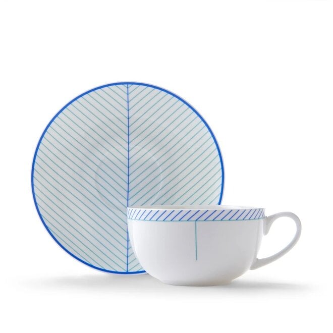 Ebb Blue & Turquoise Teacup & Saucer
