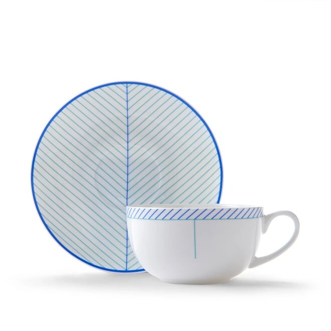 Jo Deakin Ebb Blue & Turquoise Teacup & Saucer