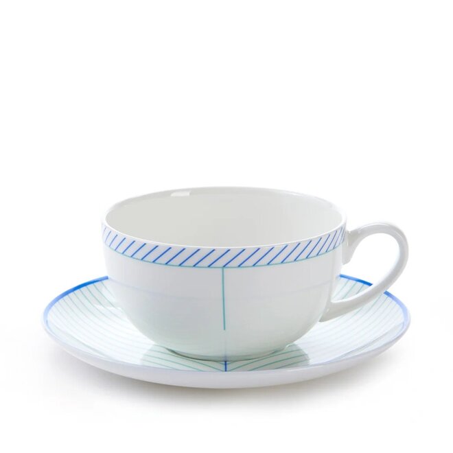 Jo Deakin Ebb Blue & Turquoise Teacup & Saucer