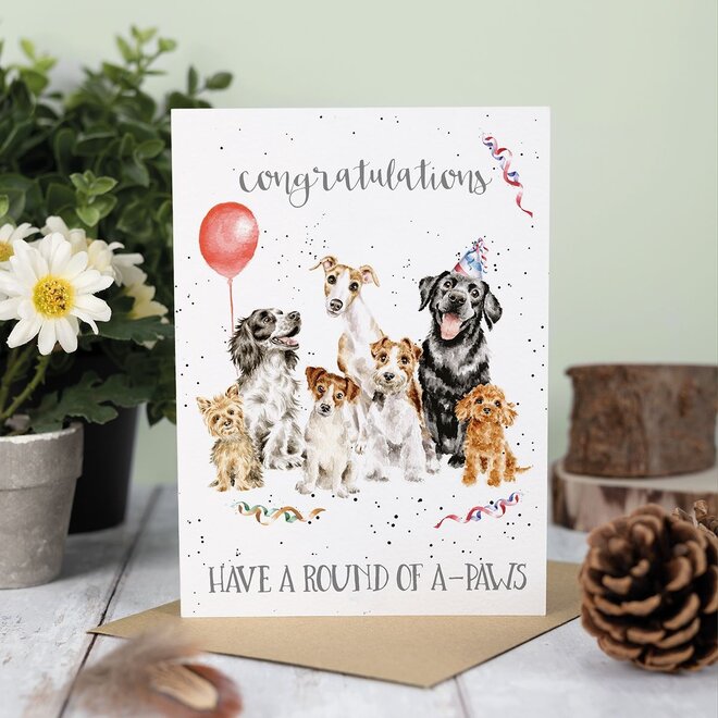 Round of A-Paws Dog Birthday Card