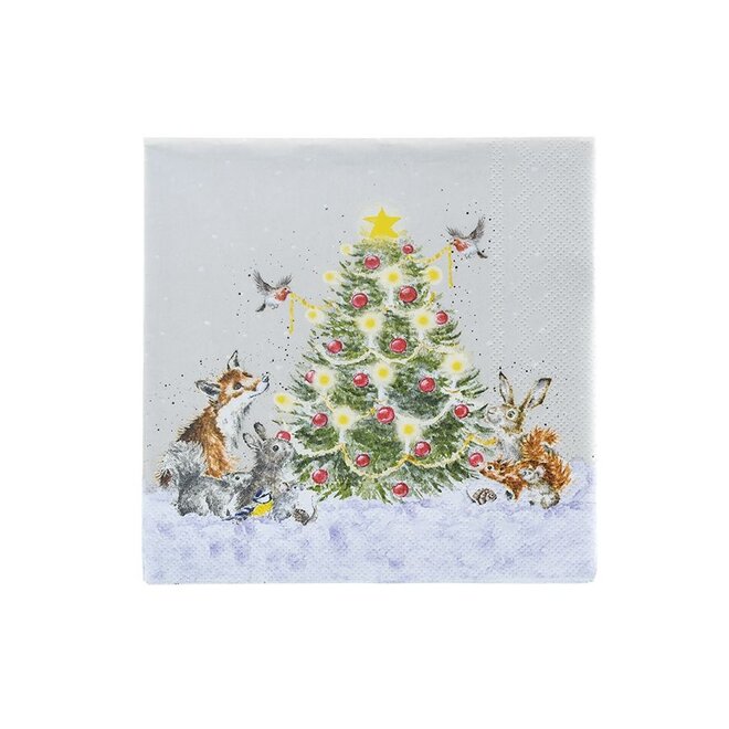 Oh Christmas Tree Woodland Animals Paper Cocktail Napkins