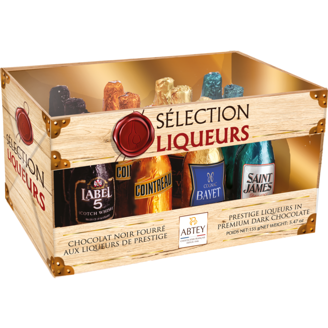 Abtey Chocolatier Dark Chocolate Liqueurs Crate Gift Box