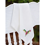 Candy Cane Ecru Cross Stitch Embroidered Tea Napkins