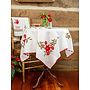 Poinsettia with Red Trim Embroidered Tablecloth, 36" x 36"