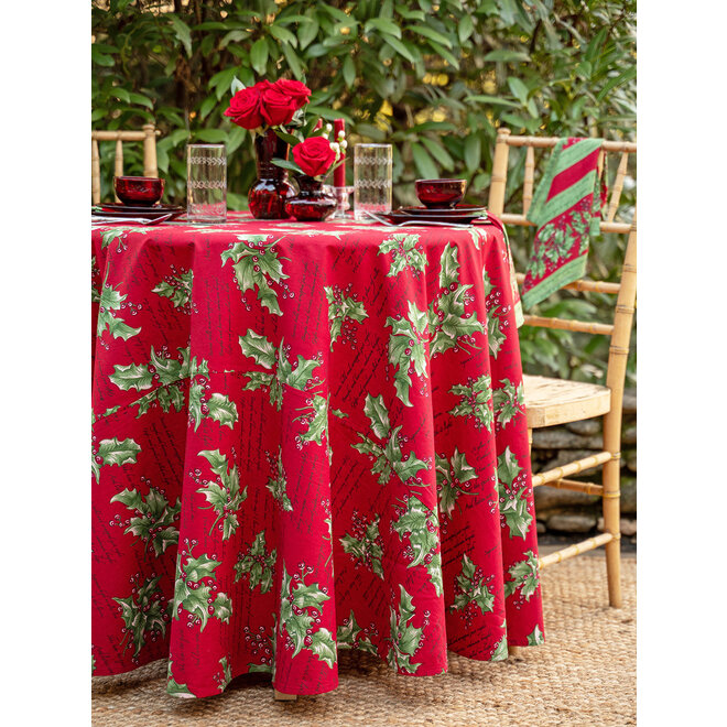 Holly Song Red  88" Round Tablecloth
