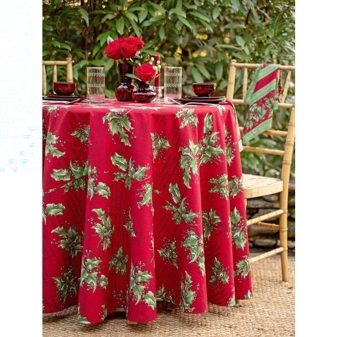 Holly Song Red  88" Round Tablecloth