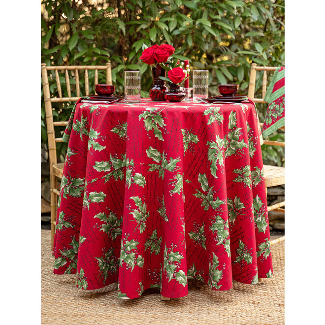 Holly Song Red  88" Round Tablecloth