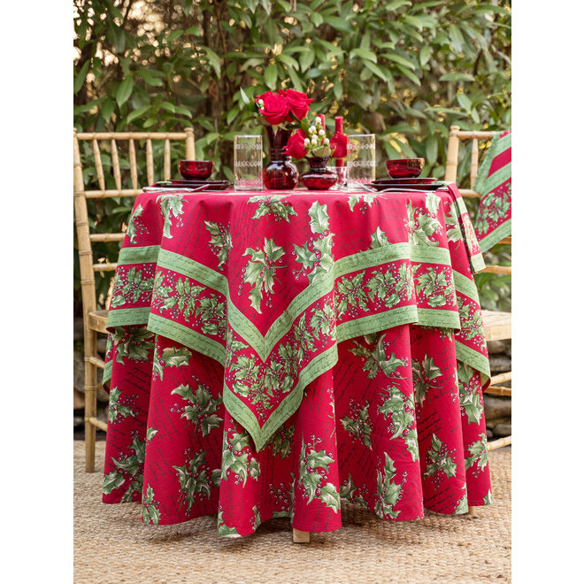 Holly Song Red  88" Round Tablecloth