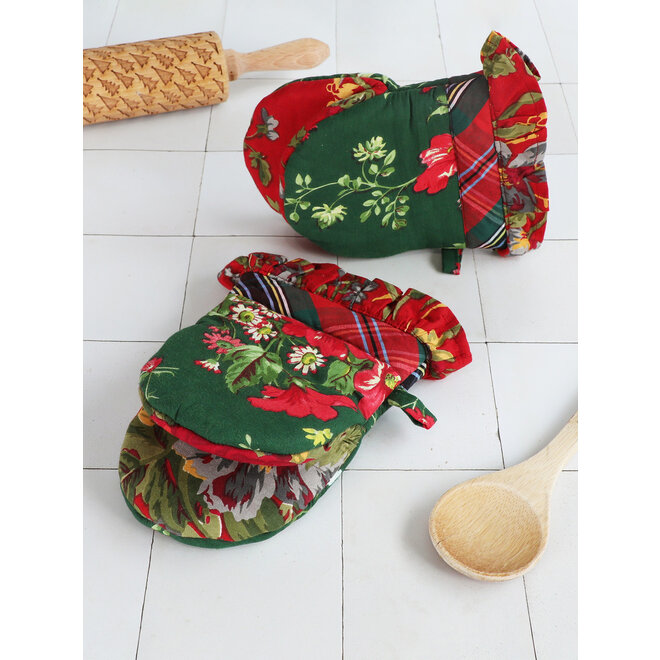 Graceful Garden Pine Green Patchwork Mini Mitts
