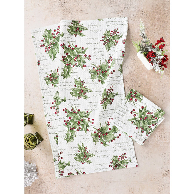 Holly Song Ecru Tea Towel