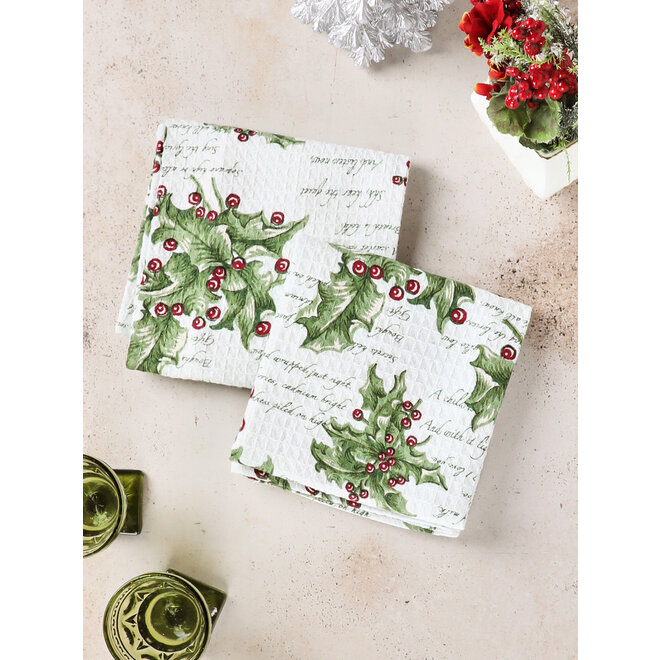 Holly Song Ecru Tea Towel