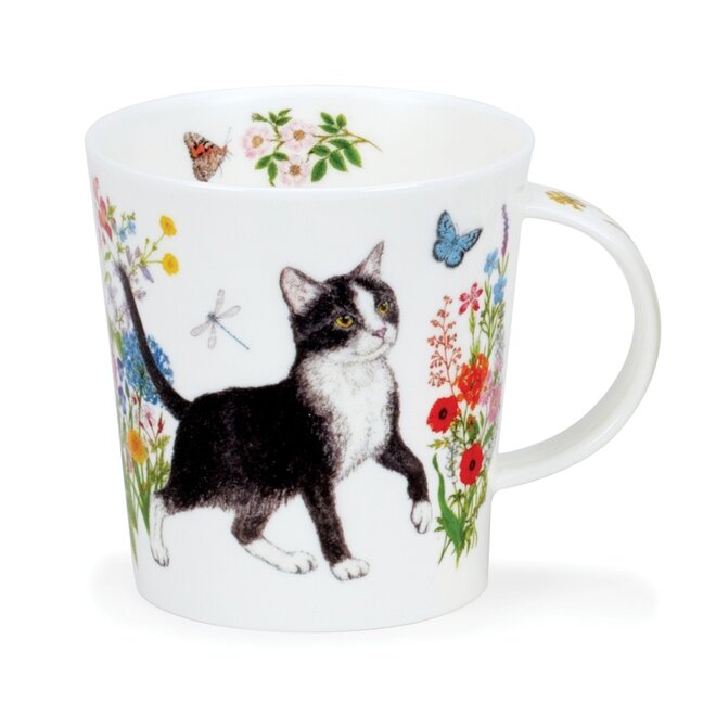 Lomond Floral Cats Black & White Mug