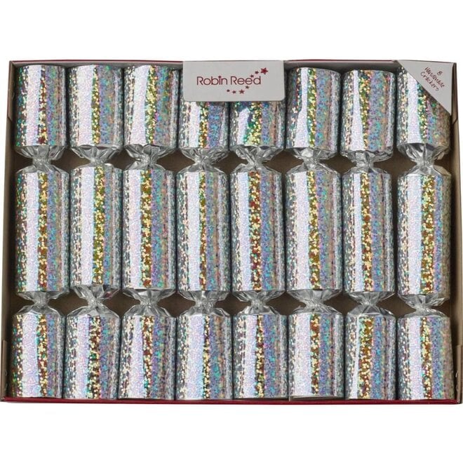 Silver Sparkle Mini Christmas Crackers (Box of 8)