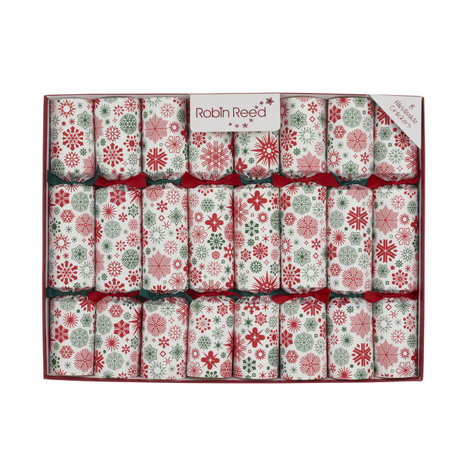 Snowburst Red Christmas Crackers (Box of 8)